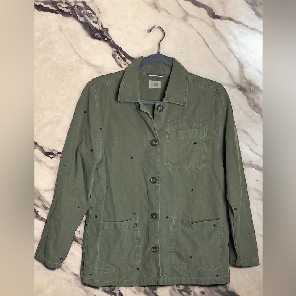 MARINE LAYER women’s green olive long sleeve jacket size M - Picture 2 of 7
